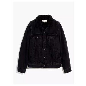 Madewell‎ The Oversized Jean Jacket in Gallagher Black: Sherpa Edition